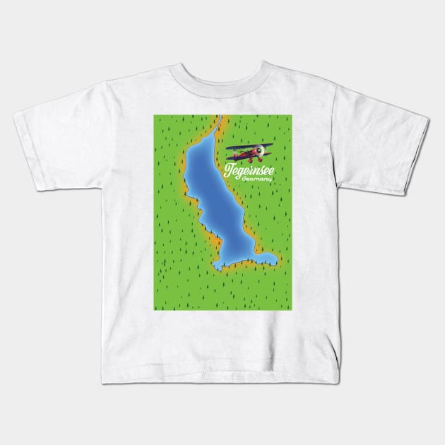 Tegernsee Germany lake map. Kids T-Shirt by nickemporium1